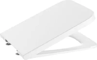 A white toilet seat is shown from a slightly elevated angle against a white background.