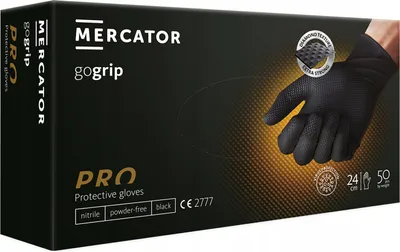 Zdjęcie produktu dla Rękawice nitrylowe czarne L MARCATOR GO GRIP