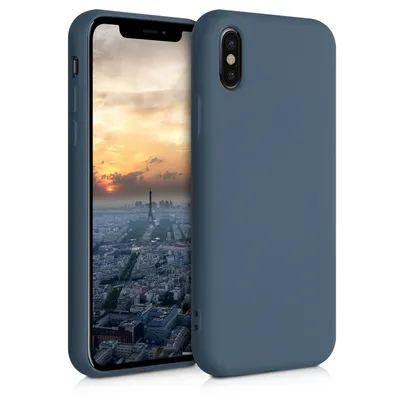 Produktbild von kwmobile Hülle kompatibel mit Apple iPhone X Hülle - gummierte TPU Silikon Handyhülle - Schutzhülle für kabelloses Laden - Case in Dunkler Schiefer