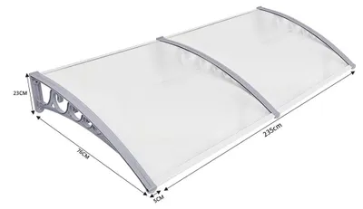 Immagine prodotto di Tettoia d'ingresso - Tenda da sole per terrazze e porte d'ingresso 80–240 cm - Lastra in acrilico - Protezione dalla pioggia e dal sole - Isolante termico - Resistente ai raggi UV - Trasparente