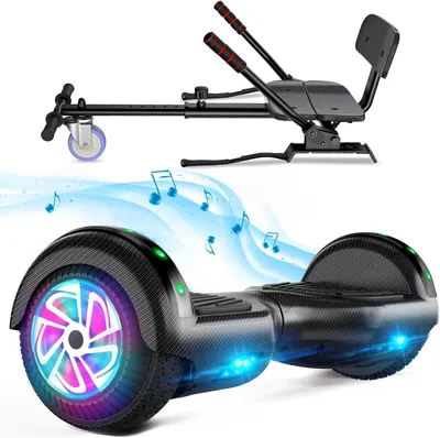 Produktbild von Selbstausgleichendes Hoverboard mit Sitz und Bluetooth, 6,5-Zoll-Scooter mit Go-Kart-Sitz und LED-Beleuchtung