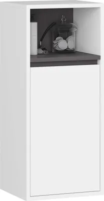 Produktbild von Badezimmerschrank – Bad Schrank – Hängeschrank – VAMI – Weiß / Graphit – 35 cm – Schmaler Badschrank für kleine Räume mit praktischem Stauraum