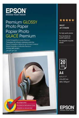 Zdjęcie produktu dla Papier fotograficzny Epson Premium, DIN A4, 255 g/m², biały, błyszczący premium