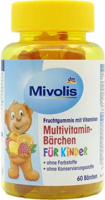 Produktbild von 2x Mivolis Multivitamin-Bärchen für Kinder, Fruchtgummis (60 Stk.)