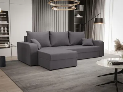 Produktbild von BEDANTE ECKSOFA HEWLET L BIS Cosmic 160 Links Grau mit Schlaffunktion L-Form Sofa mit Stauraum Bettkasten Wohnzimmersofa Couch Sofa Bettsofa Bettkasten Bettcouch