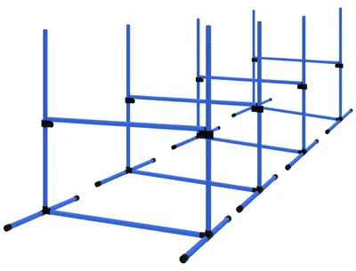 Produktbild von PawHut Agility Hürdenset Slalom Stangen Hunde Training Set 4 x Hürden Blau