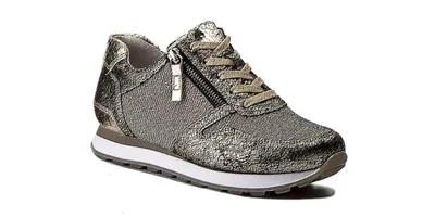Productafbeelding van GABOR EFFECT. Dames veterschoenen van leer in platina kleur, met rits, maat 37