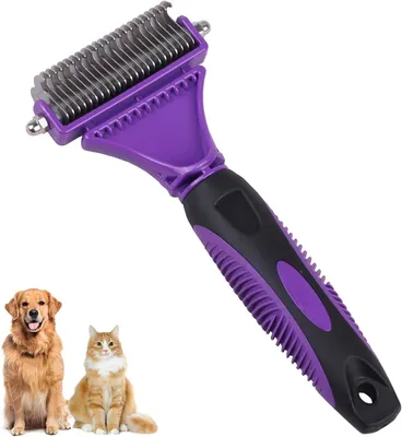 Image de Brosse pour animaux avec lame en acier inoxydable, 23 + 12 dents, double face, pour chats et chiens