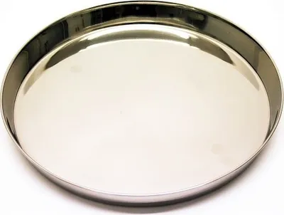 Produktbild von Serviertablett Edelstahl rund silberfarben D= 31cm Stellfläche 25,5 cm Randhöhe 3 cm