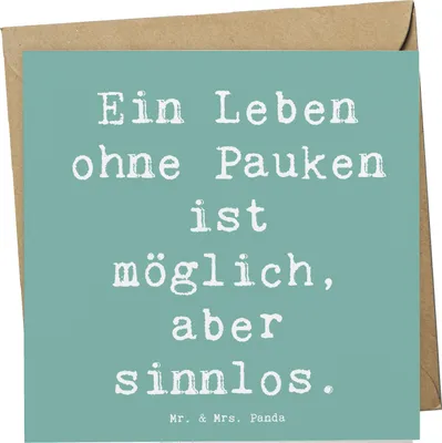 Produktbild von Mr. & Mrs. Panda Grußkarte Spruch Pauken Leben - Meeresbrise - Geschenk, Glückwunschkarte, faltkarte, doppelkarte, Orchester, Musiker, Schlagzeug, Musikinstrument, Musik