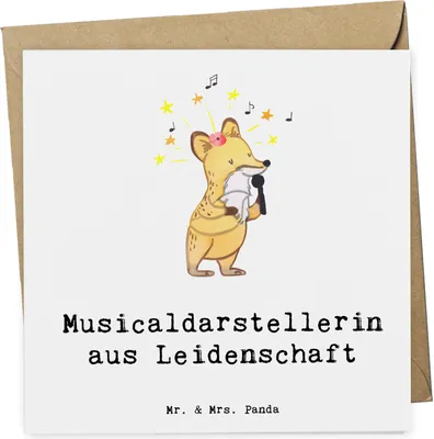Produktbild von Mr. & Mrs. Panda Grußkarte Musicaldarstellerin Leidenschaft - Weiß - Geschenk, faltkarte, doppelkarte, Glückwunschkarte, anlasskarte, Klappkarte