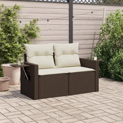Immagine prodotto di Divano da giardino con cuscini 2 posti in poly rattan marrone