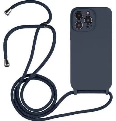 Produktbild von Mobigear Handylanyard für iPhone 14 Pro Max, Silikon-Handykette – Dunkelblau
