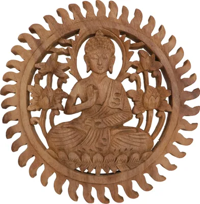 Produktbild von Geschnitztes Wandbild Deko Wandrelief - Buddha, Braun, Holz, 2*25*25 cm, Buddhas