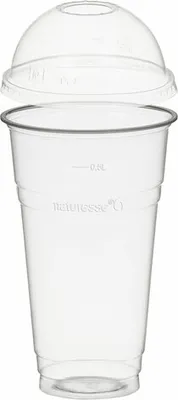 Produktbild von 50x Trinkbecher 500ml + Domdeckel mit Rundloch aus Biokunststoff (PLA)