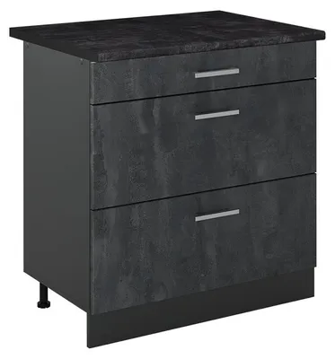 Imagen del producto de Mueble bajo de cocina Vicco R-Line Hormigón /Antracita 80 cm con 3 cajones encimera Antracita, Model 72404