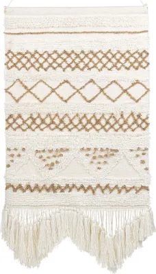 Produktbild von BELIANI Wandbehang Hellbeige handgewebte aus Baumwolle mit Quasten Wanddekoration zum Aufhängen Dekoration im Boho-Stil Wohnzimmer/Schlafzimmer