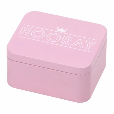 Image de BIRKMANN Boîte cadeau avec slogan, rose, 12 x 10 cm, H 6 cm, en fer blanc robuste, 438118