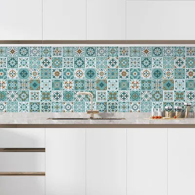 Produktbild von Klebefolie für Küchenrückwand – Lumaléa – Zementfliesen-Effekt – Klebefolie + GLANZ-Schutz – 60 x 60 cm