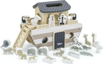 Produktbild von Holzspielzeug Arche Noah mit Sortierfunktion und Tierfiguren, 25x14x20 cm, ab 18 Monaten