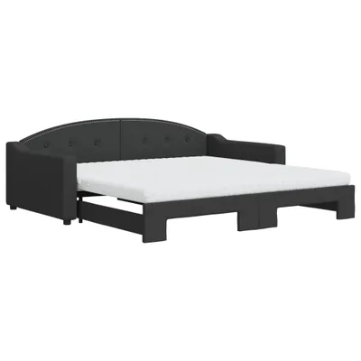 Produktbild von vidaXL Tagesbett Ausziehbar mit Matratzen Schwarz 100x200 cm Stoff