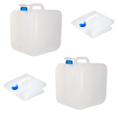 Image de Réservoir d'eau pliable, 10 litres, lot de 2, avec bec verseur et poignée de transport, idéal pour le camping