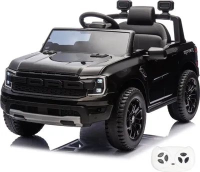 Produktbild von Ford Ranger Raptor Kinder Elektroauto 12V (1–5 Jahre) – Offiziell Lizenziert, mit Fernbedienung, Bluetooth & Ledersitz – Kinder Elektrofahrzeug – Schwarz