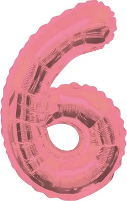 Produktbild von Folienballon Zahl SECHS 6 rosa 100 cm, 1 Stk.