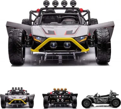 Immagine prodotto di ES-Toys auto elettrica per bambini Buggy 168 a due posti pneumatici EVA 2 motori fino a 12 km/h grigio
