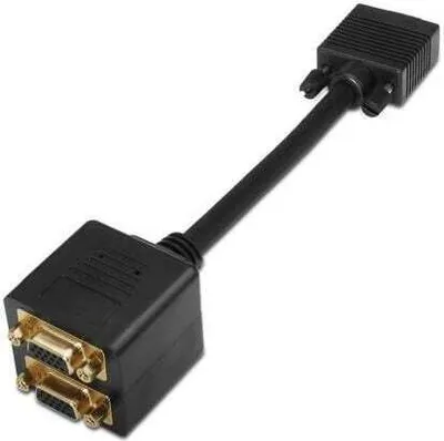 Produktbild von AISENS A113-0080 - SVGA-Splitterkabel (HDB15/M-2xHDB15/H, 20 cm), schwarz