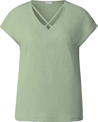 Produktbild von Street One V-Shirt 'Shirt mit Bändern', A323555, soft jade green, Gr. 40