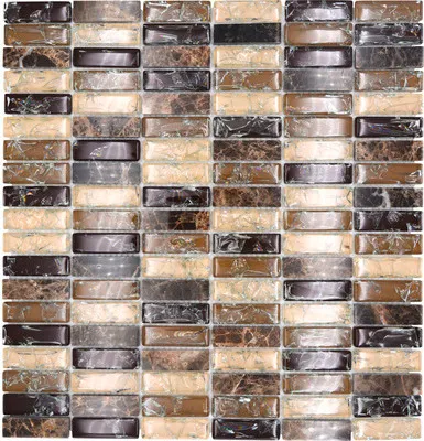 Produktbild von Glasmosaik mit Naturstein XIC S1255 braun/beige 32,2x31 cm