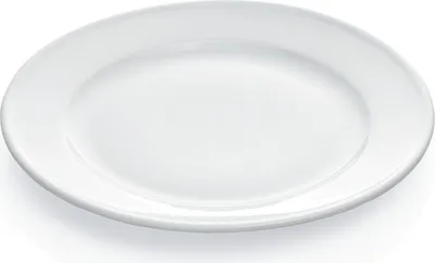 Produktbild von 12 flache Teller Ø 23 cm mit Randverstärkung weiß, Porzellan
