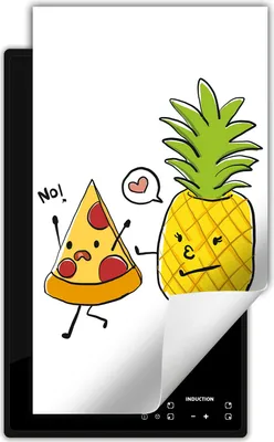 Produktbild von DarHaus Herdabdeckplatte 1 teilig 30x52 cm Anti Rutsch Matte Aufrollbar, Pizza - Ananas