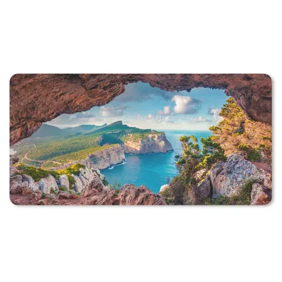 Produktbild von MuchoWow® Schreibtischunterlage Höhle - Natur - Meer - Landschaft 80x40 cm - XXL Mauspad - Gaming Mauspad
