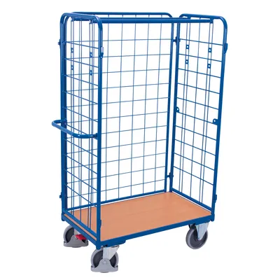 Produktbild von Paketwagen - 3 Gitterwände - Traglast 500 kg - 1.820 x 825 x 1.390 mm (HxBxT) - enzianblau