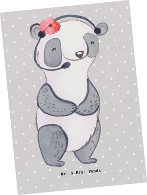 Produktbild von Mr. & Mrs. Panda Postkarte Kundendienstmitarbeiterin Herz - Grau Pastell - Geschenk, Customer Service, Headset, Backoffice Mitarbeiter, Postkarten, Grußkarte, bildkarte