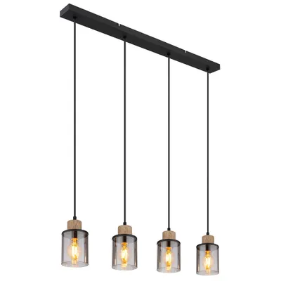Produktbild von Pendelleuchte, Metall, Schwarz-matt, Rauchglas, L 78 cm