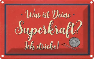 Produktbild von vianmo Blechschild 20x30 cm was deine Superkraft ich stricke Spruch Zitat