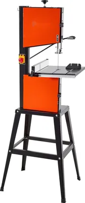 Zdjęcie produktu dla Piła taśmowa z ramą podstawy - Piła taśmowa do drewna 254 mm - Dwie prędkości - Silnik 373 W - Wysokość cięcia 160 mm - Stół żeliwny 33,5 x 34 cm - Przykładnica ukośna i wzdłużna