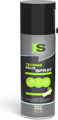 A spray can of Kältespray (cold spray) with product information and branding.