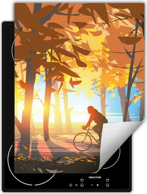 Produktbild von DarHaus Herdabdeckplatte Einteilig Küche Abdeckplatte für Glaskeramikfeld Abdeckung Induktionskochfeld Aufrollbare Matte 40x52 cm, Herbst - Wald