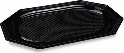 Produktbild von 10x Catering-Platte rPET oval schwarz 45 x 30,2 cm