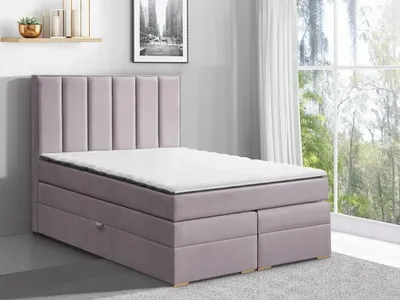 Produktbild von Sehr einfaches, aber elegantes Boxspringbett, klassische dekorative Kopfteilsteppung, hoher Nutzungskomfort, zwei Bettzeugbehälter, unterstütztes Öffnen der Behälter, elegantes Design, klassischer Stil, ideal für moderne, aber klassische Schlafzimmer - Castanea 140 x 200 (Rosa)