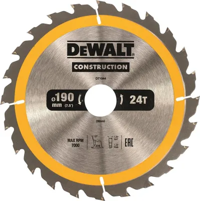 Image de DEWALT Lame de scie circulaire pour scie circulaire portative 190/30 mm 24WZ DT1944-QZ