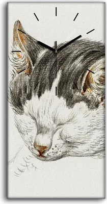 Produktbild von Wandbild Leinwand Bilder Wanduhr Geräuschlos 30x60 Zeichnung Tier Katze Kunst - schwarze Hände