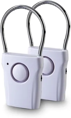Productafbeelding van Elektronische alarmsystemen voor deurbekleding, geschikt voor 2 deuren en ramen, met een 120 dB luidspreker, aanraaksensor voor appartementen, hotelkamers en campers, wit (batterijen niet inbegrepen)