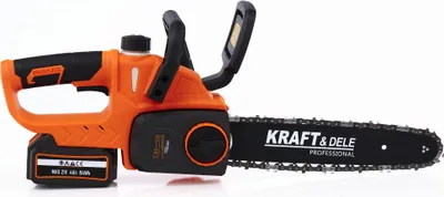 Produktbild von KRAFT&DELE | Akku-Kettensäge, 12" + 2 wiederaufladbare 4Ah-Akkus, XXL-Set mit Zubehör, Bürstenloser Motor, Werkzeuglose Kettenspannung, Automatischer Öler, Rückschlagschutz für Gartenarbeit