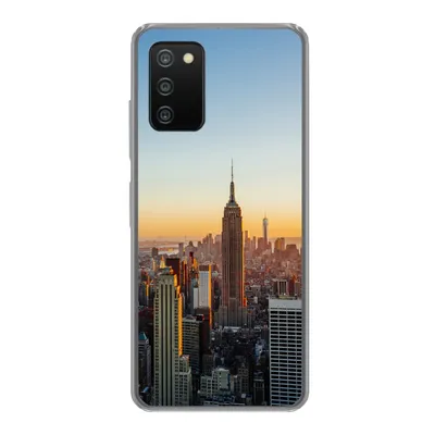 Produktbild von MuchoWow® Handyhülle Schutzhülle Hülle für Samsung Galaxy A03s New York - Skyline - Sonnenuntergang Silikon Softcase Handy Hülle - Schutz
