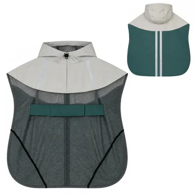 Produktbild von Hunderegenmantel, Wasserdichte & Atmungsaktive verstellbares Regenjacke mit reflektierenden Streifen Leinenöffnung Grün